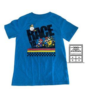 Boys' Super Mario 'Race Ya' Short Sleeve Graphic T-Shirt - Light Blue Sz: S